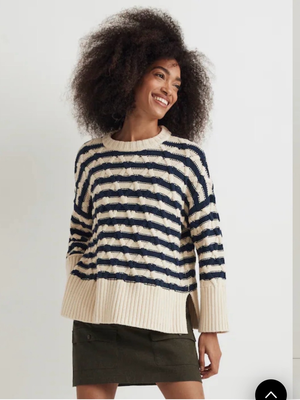 Madewell Cable-Knit Oversized Sweater in Stripe size xl